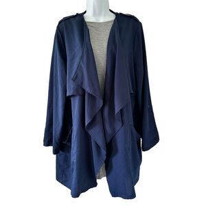 Umgee Navy Waterfall Collar Open Front Lightweight Jacket Size L